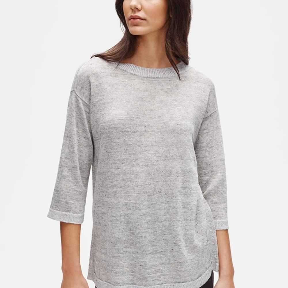 Eileen Fisher Organic Linen Melange Knit Sweater Size XXS/XS